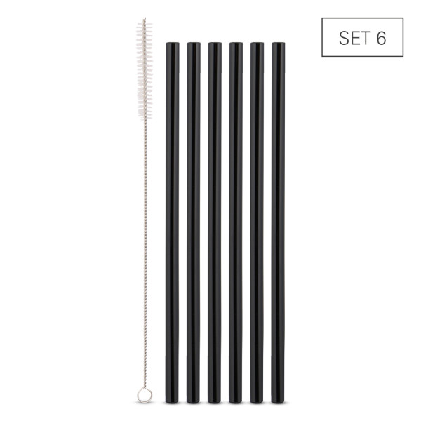 Trinkhalme Glas schwarz für Smoothies -