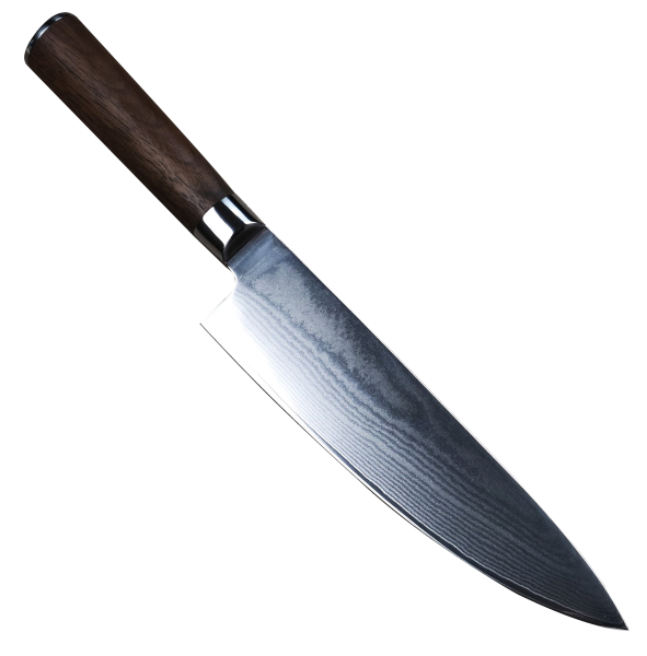 Koch Messer Damascus mit Walnuss Griff